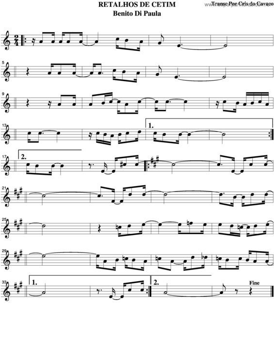 Partitura da música Retalhos De Cetim v.3