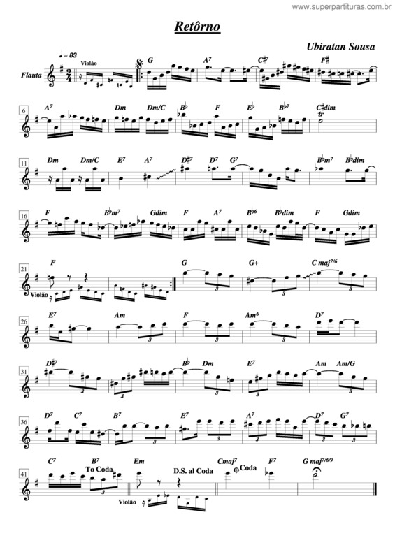 Partitura da música Retorno