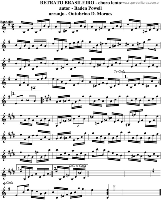 Partitura da música Retrato Brasileiro