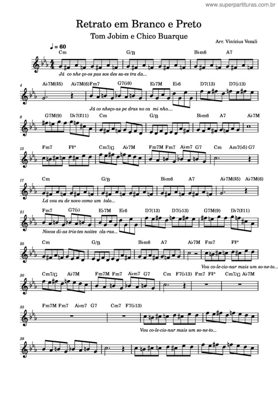 Partitura da música Retrato Em Branco E Preto – Cm