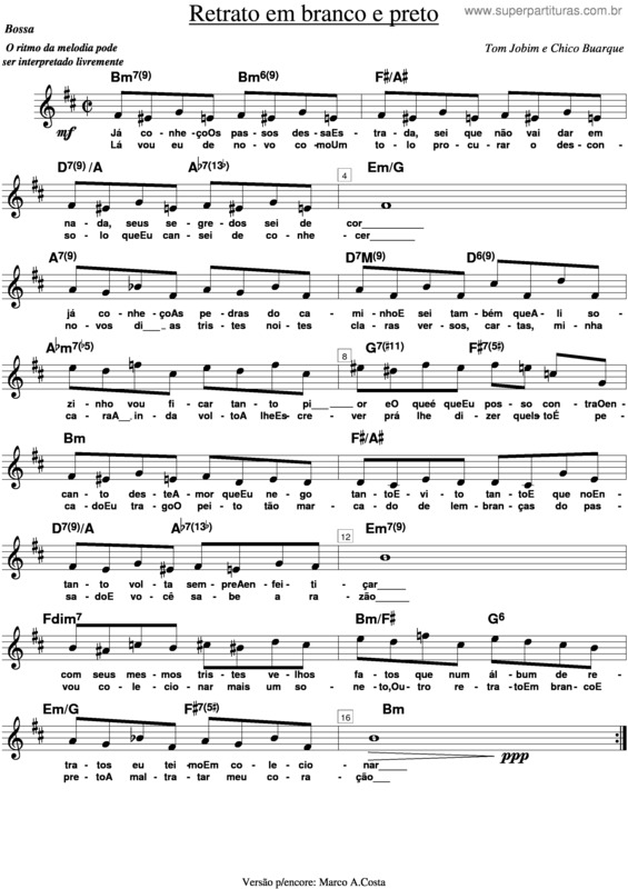 Partitura da música Retrato Em Branco E Preto v.2