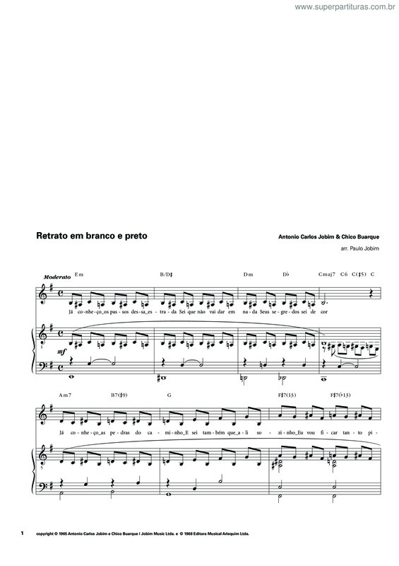 Partitura da música Retrato Em Branco E Preto v.4
