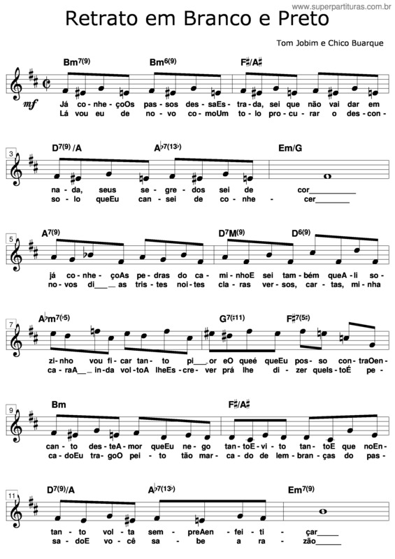 Partitura da música Retrato Em Preto E Branco