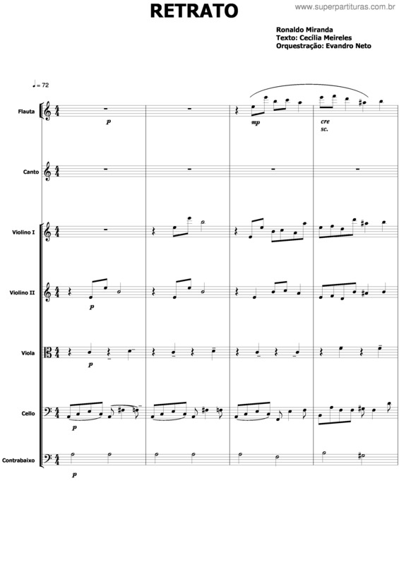 Partitura da música Retrato