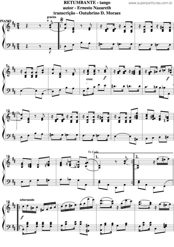 Partitura da música Retumbante