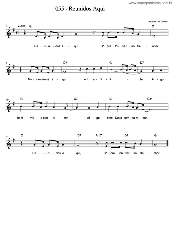 Partitura da música Reunidos Aqui v.2