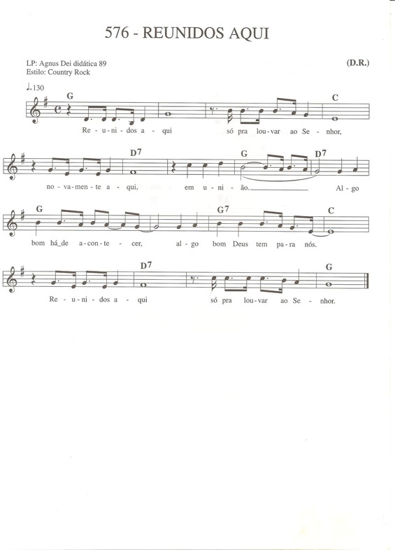 Partitura da música Reunidos Aqui