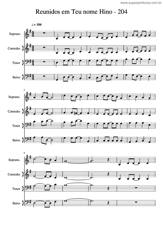 Partitura da música Reunidos Em Teu Nome Hino 204