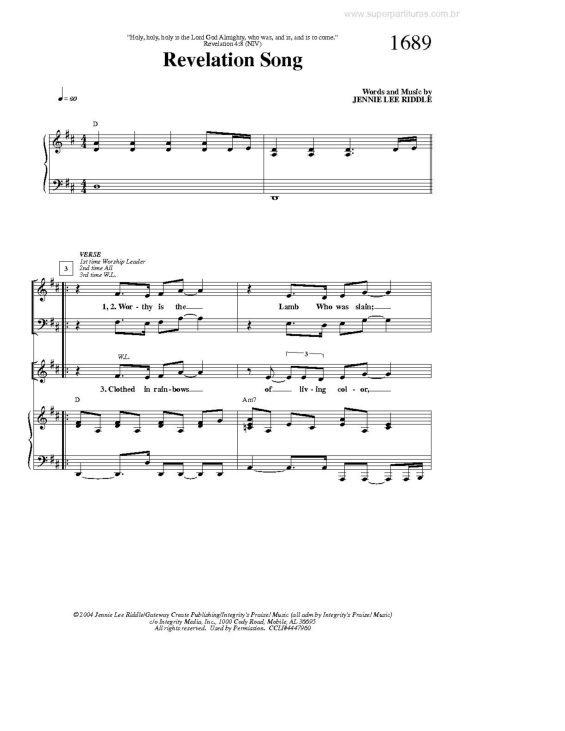 Partitura da música Revelation Song