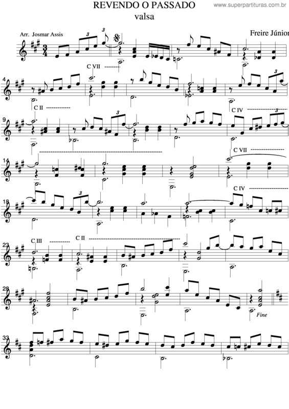 Partitura da música Revendo O Pasado