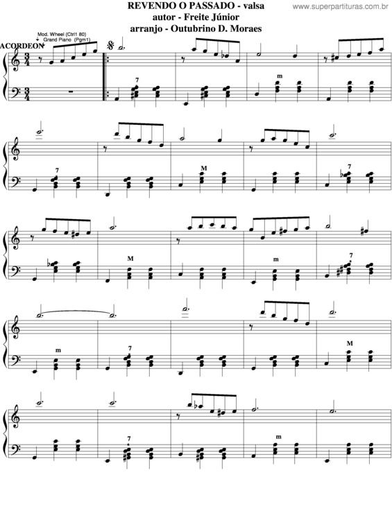 Partitura da música Revendo O Passado v.3