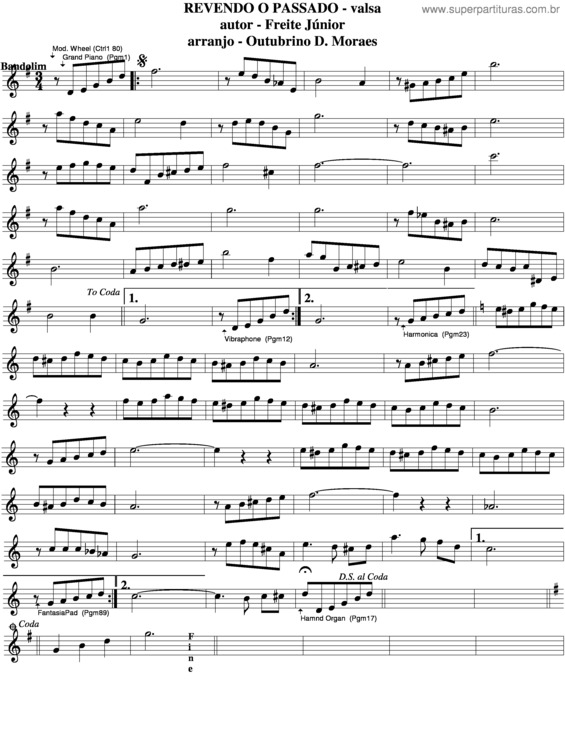 Partitura da música Revendo O Passado v.4