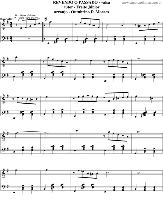 Partitura da música Revendo O Passado v.5