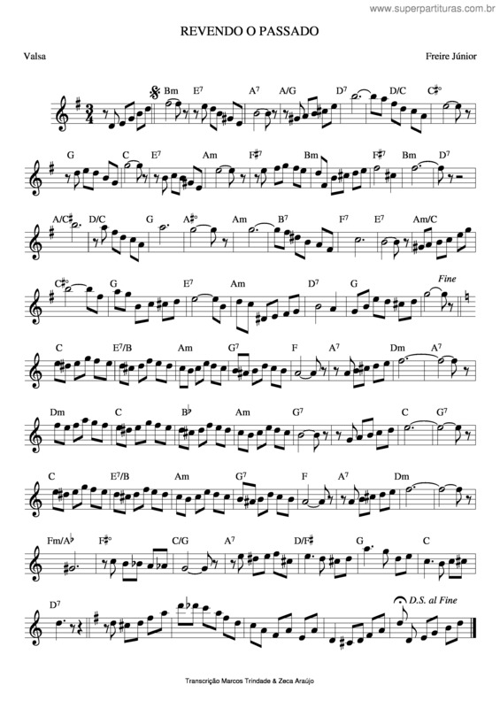 Partitura da música Revendo O Passado