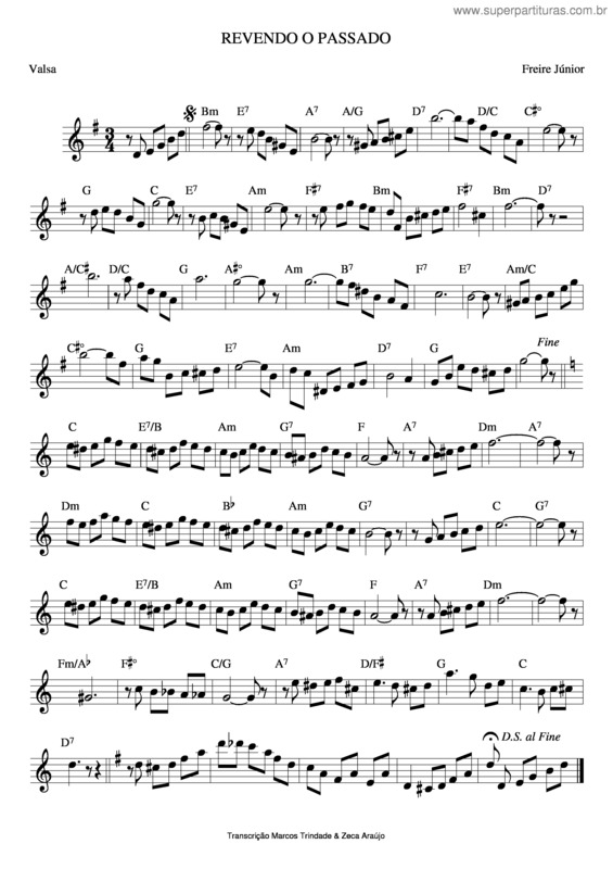 Partitura da música Revendo O Passado