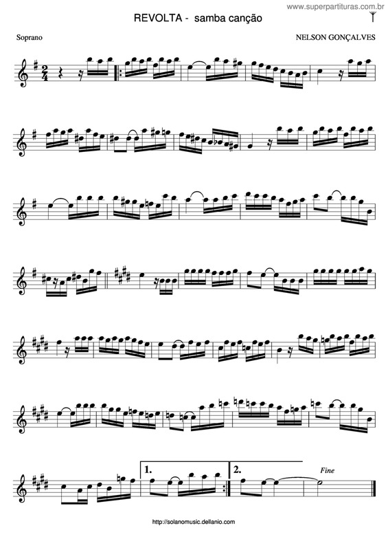 Partitura da música Revolta