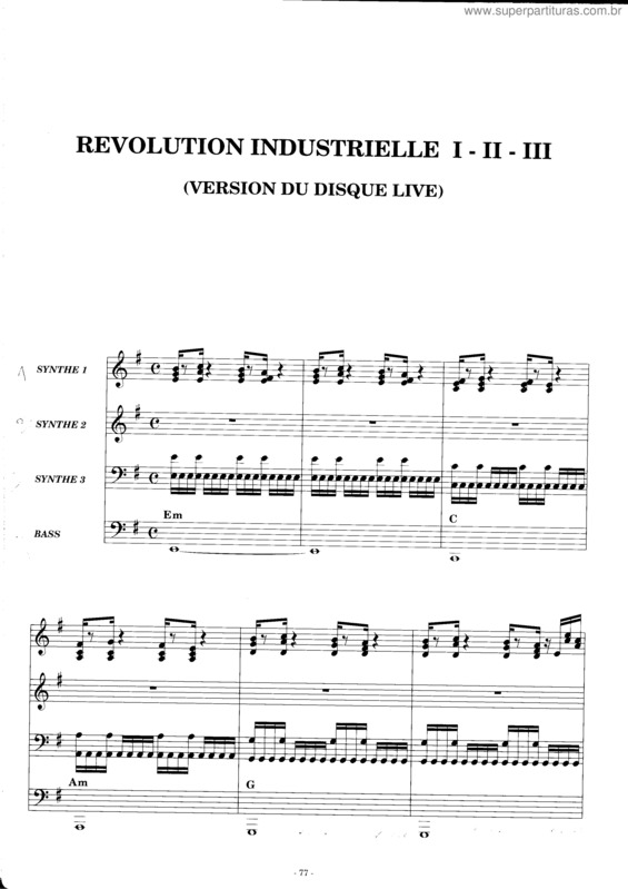 Partitura da música Revolution Industrielle I
