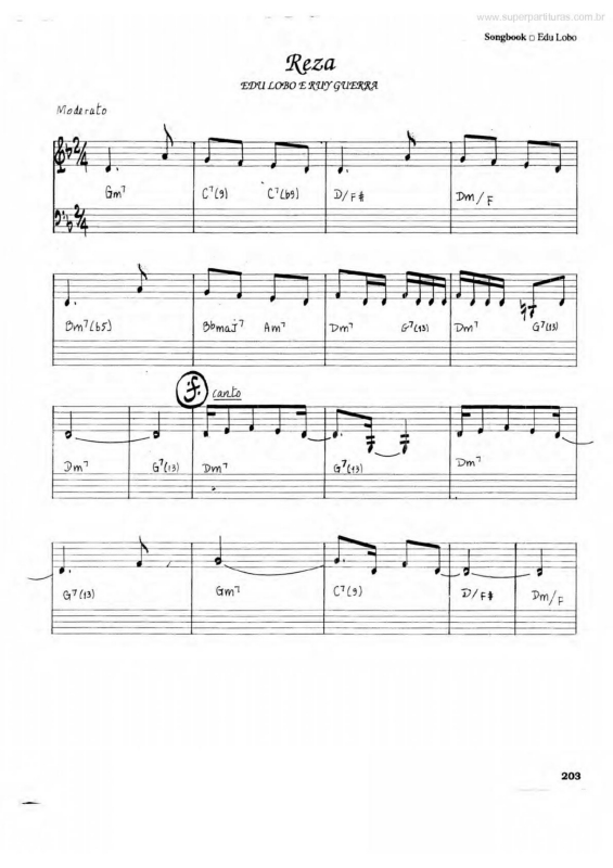 Partitura da música Reza