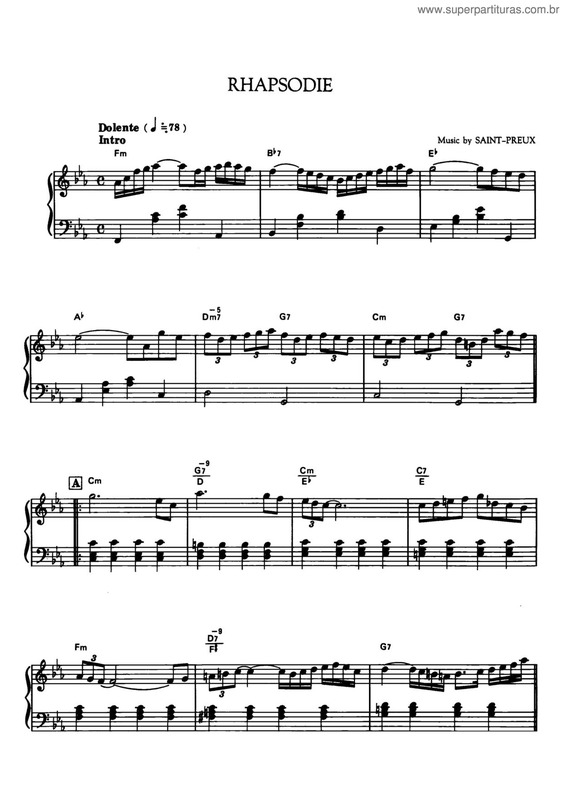 Partitura da música Rhapsodie