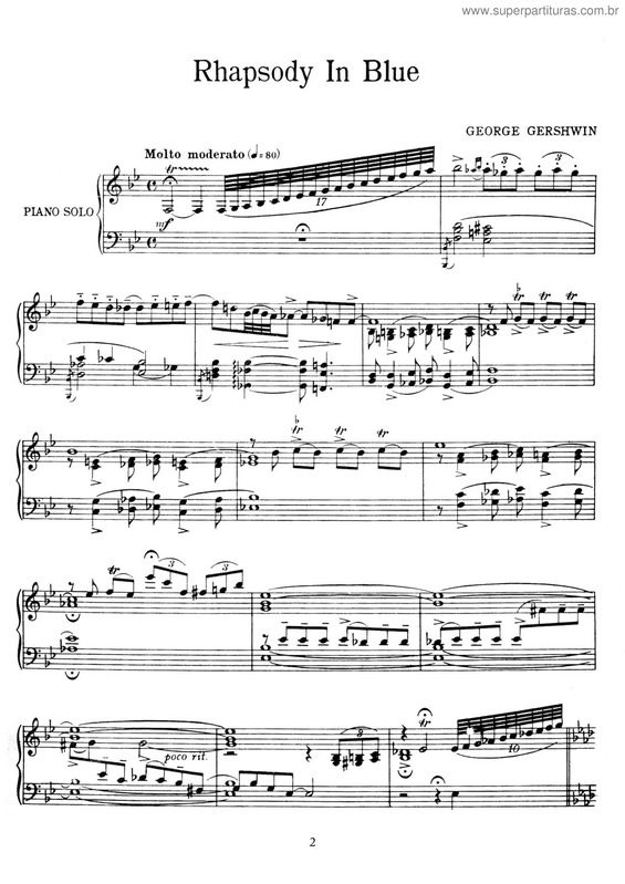 Partitura da música Rhapsody in Blue