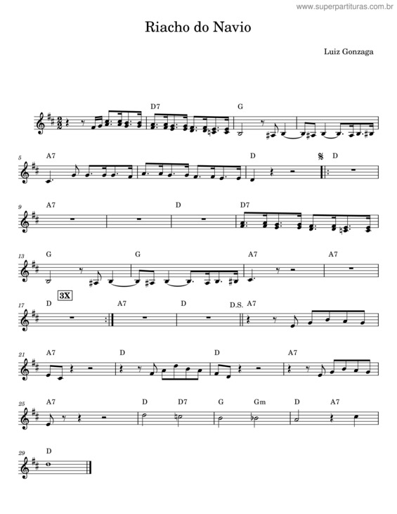 Partitura da música Riacho Do Navio – Luiz Gonzaga