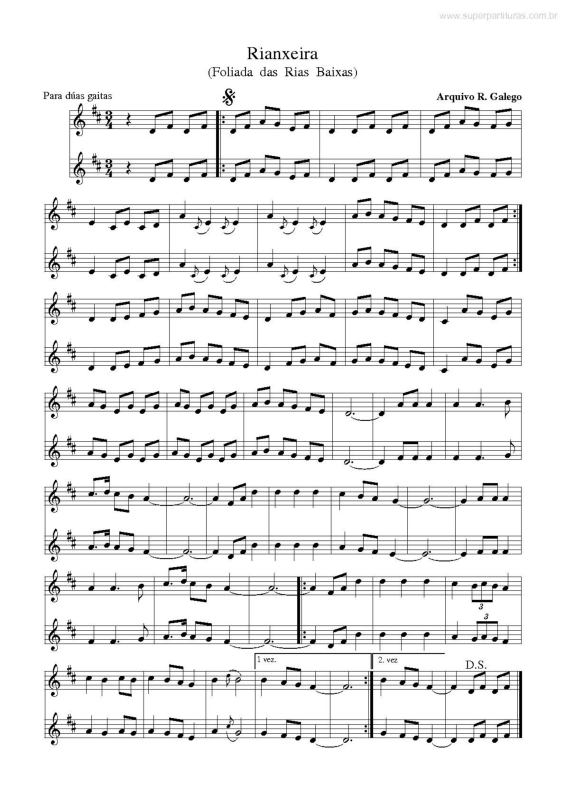 Partitura da música Rianxeira