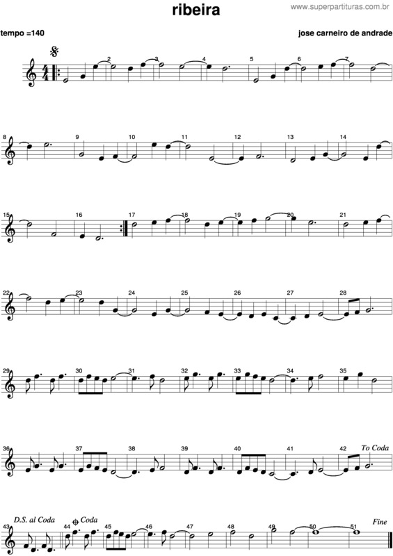 Partitura da música Ribeira