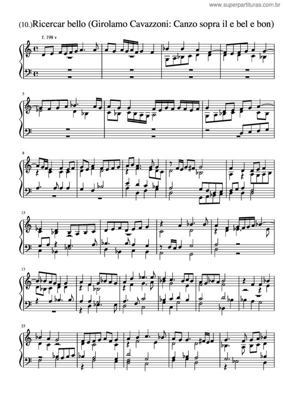 Partitura da música Ricercar Bello