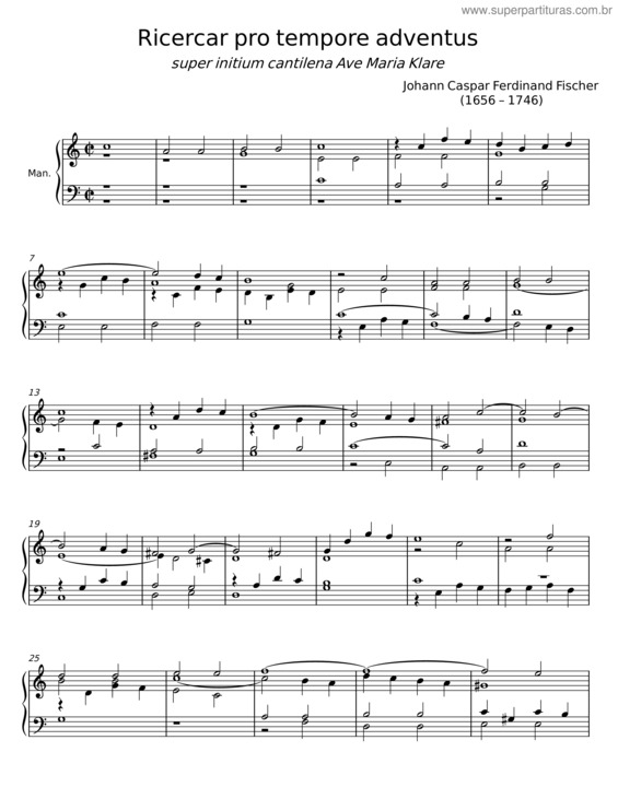 Partitura da música Ricercar Pro Tempore Adventus – Johann Caspar Ferdinand Fischer