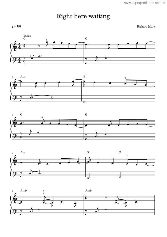 Partitura da música Richard Marx – Right Here Waiting v.2