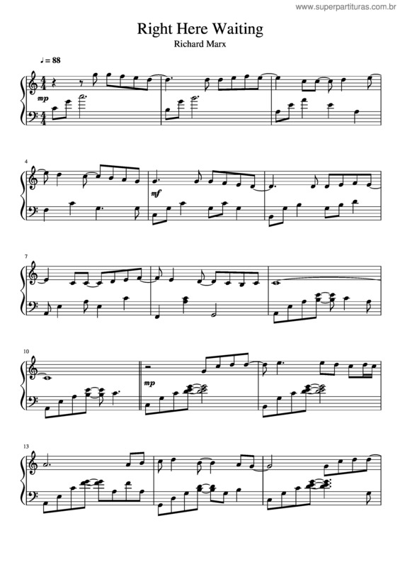 Partitura da música Richard Marx – Right Here Waiting