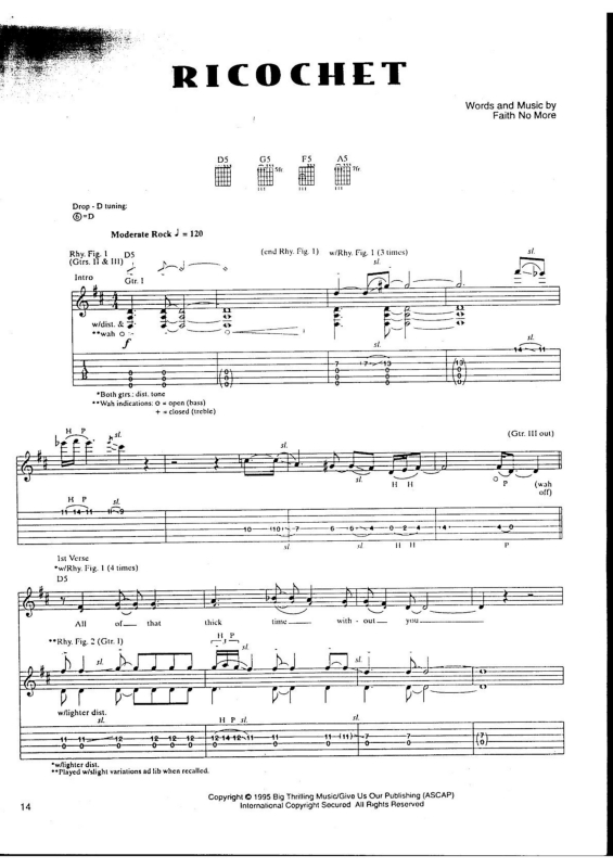 Partitura da música Ricochet