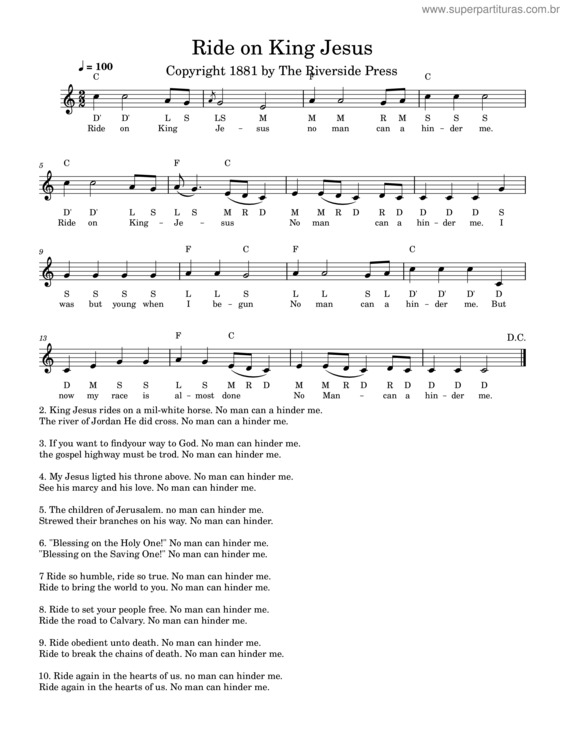 Partitura da música Ride On King Jesus – African–American Spiritual Ride On King Jesus v.2