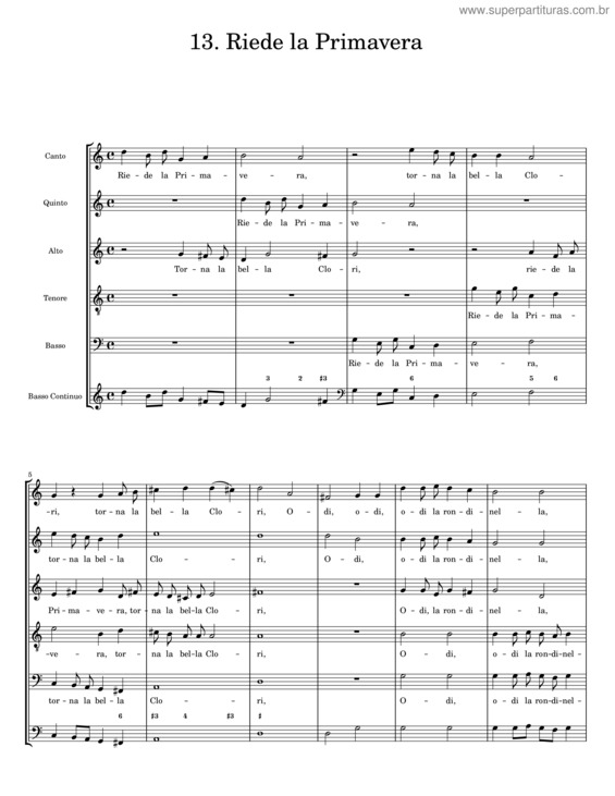 Partitura da música Riede La Primavera