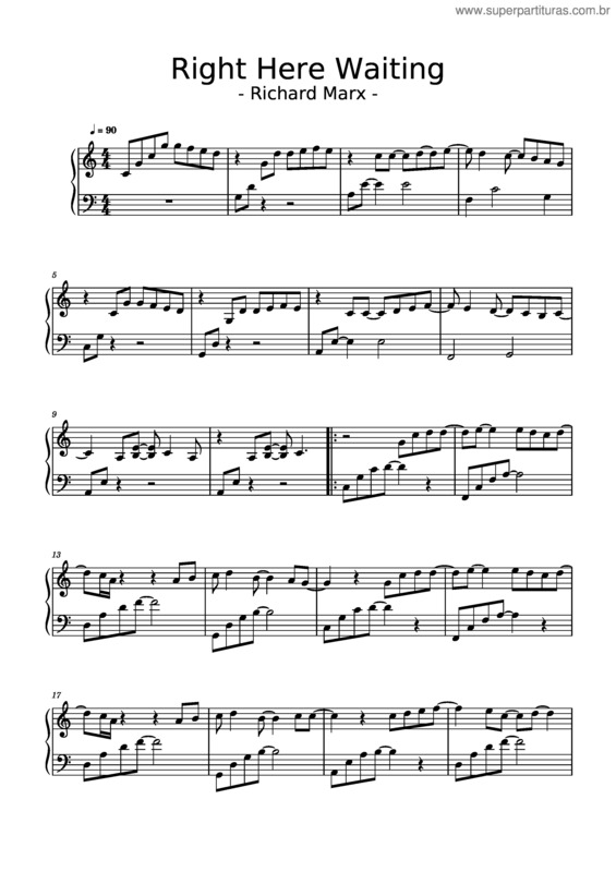 Partitura da música Right Here Waiting – Richard Marx –