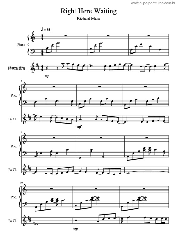 Partitura da música Right Here Waiting – Richard Marx Right Here Waiting v.3
