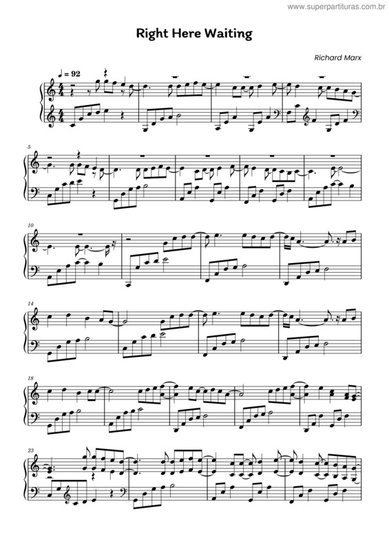 Partitura da música Right Here Waiting – Richard Marx v.10