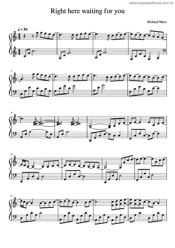 Partitura da música Right Here Waiting – Richard Marx v.3