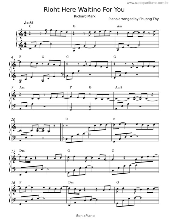 Partitura da música Right Here Waiting – Richard Marx v.8