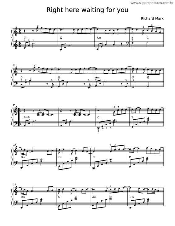 Partitura da música Right Here Waiting For You – Richard Marx v.2