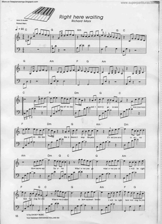 Partitura da música Right Here Waiting v.8