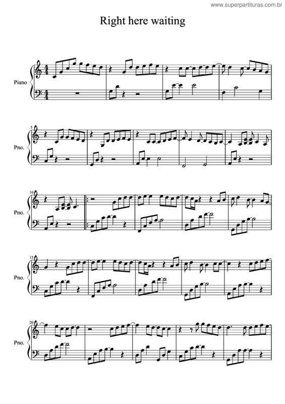 Partitura da música Right Here Waiting v.9