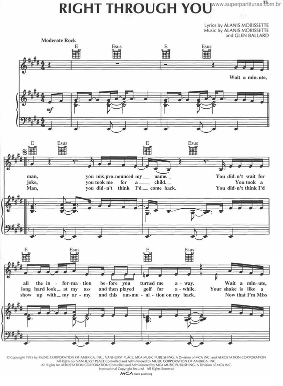 Partitura da música Right Through You