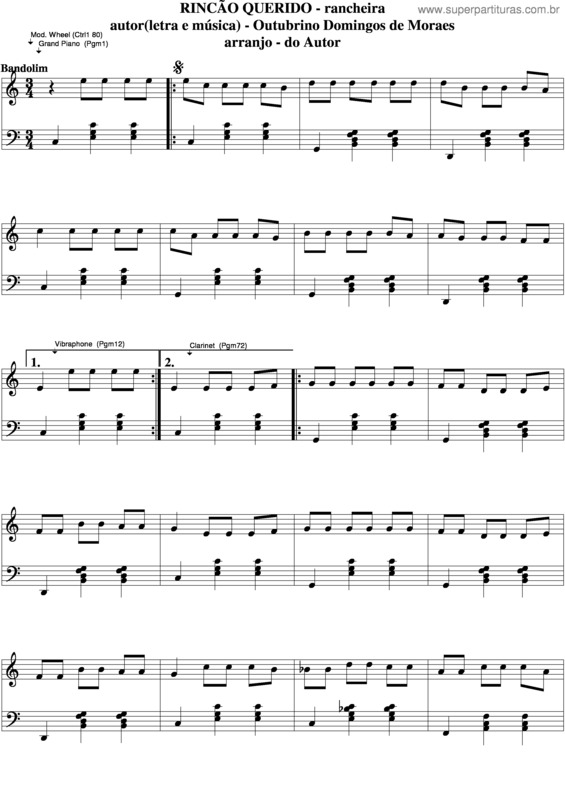 Partitura da música Rincão Querido v.4