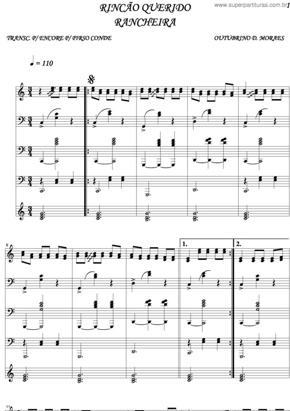 Partitura da música Rincão Querido