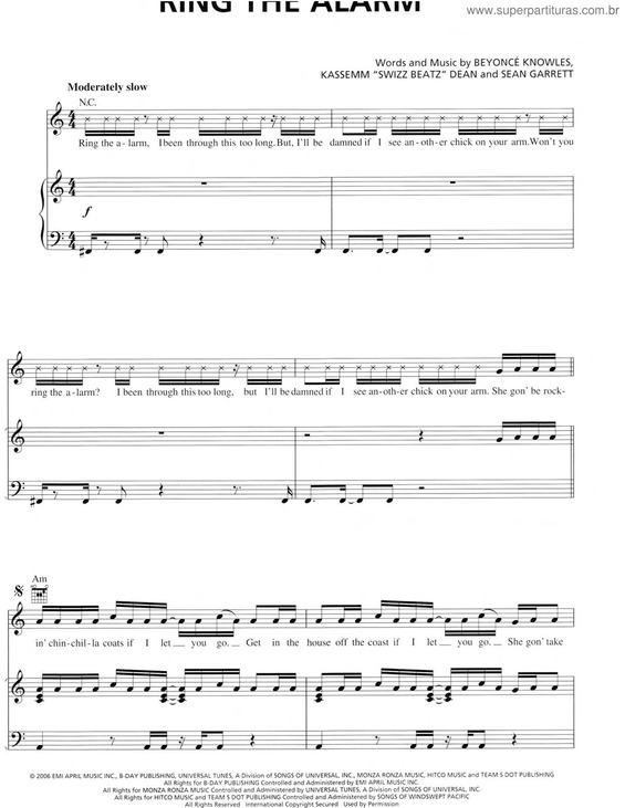 Partitura da música Ring The Alarm