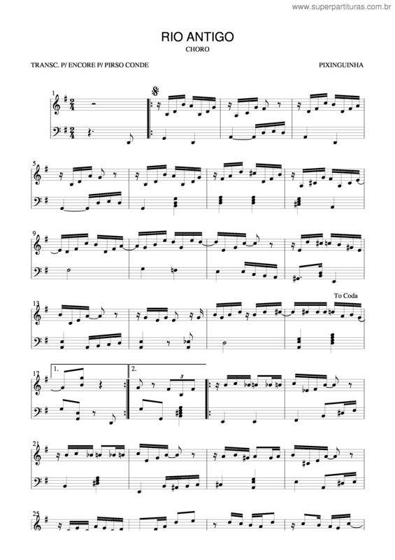 Partitura da música Rio Antigo v.2