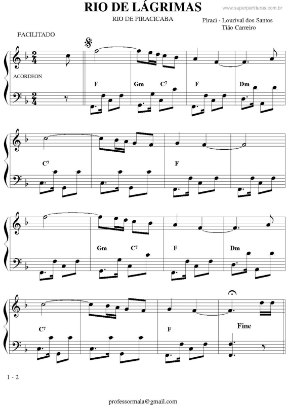 Partitura da música Rio De Lágrimas