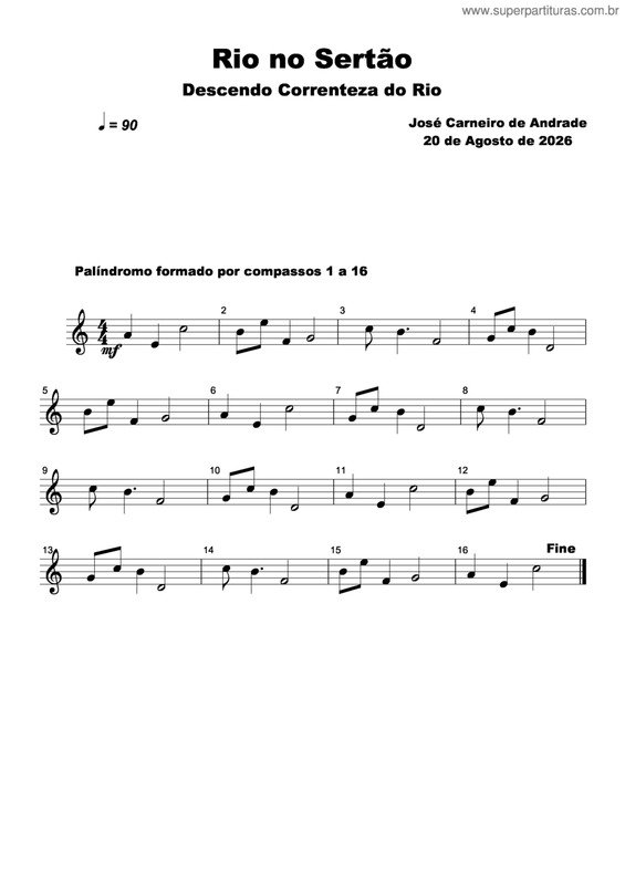 Partitura da música Rio No Sertão