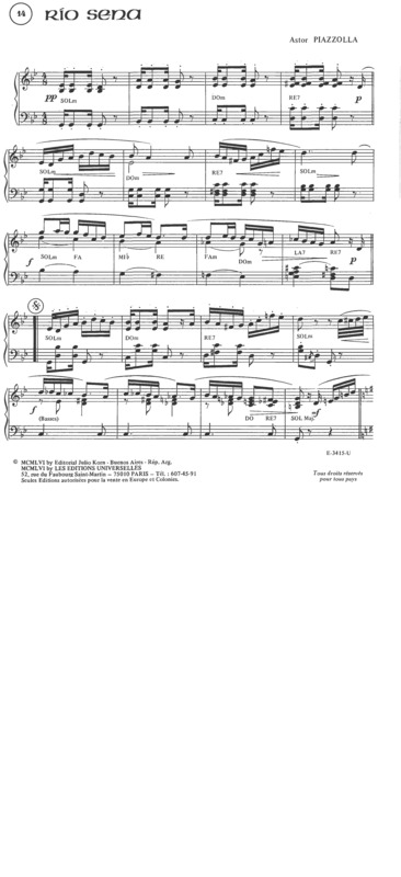 Partitura da música Rio Sena
